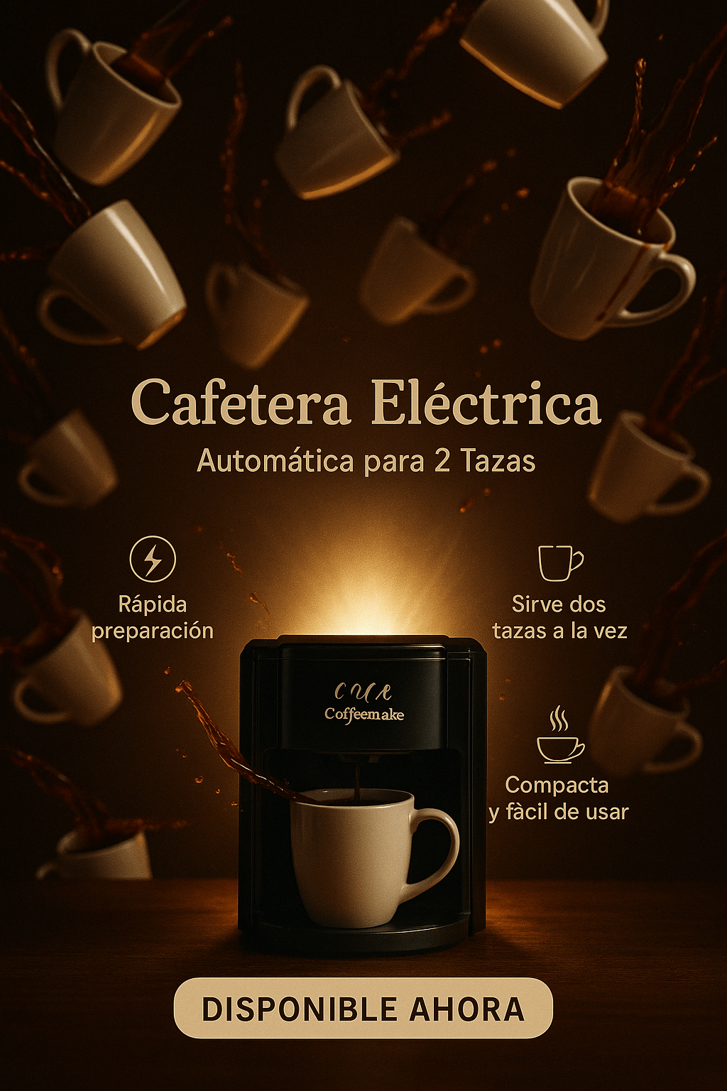 Cafetera Eléctrica para 2 Tazas 400ml
